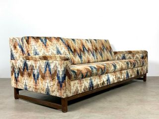 Vintage Mid Century Modern Zig Zag Velvet Sofa Couch Probber Style Lenor Larsen