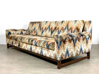 Vintage Mid Century Modern Zig Zag Velvet Sofa Couch Probber Style Lenor Larsen 2