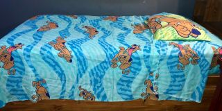 Vintage Scooby Doo Twin Bed Sheets Fitted,  Flat & Pillow Case Set 3pc Compete