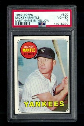 1969 Topps Mickey Mantle 500 York Yankees Psa 4 Vg - Ex Just Graded Beauty