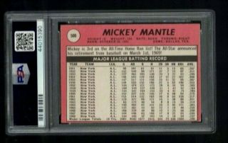 1969 Topps Mickey Mantle 500 York Yankees PSA 4 VG - EX Just Graded BEAUTY 2