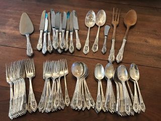 74 Piece Wallace Sterling Silver Flatware.  Rose Point From 1934.