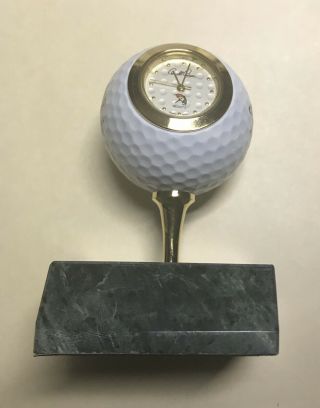 Vintage Tin Box Desk Set Arnold Palmer Signature Golf Ball Clock Tee Marble Base