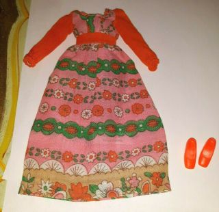 Vintage Mod Rare Barbie Htf 3285 Peach Treats Francie Dress Orange Sq Toe Shoes