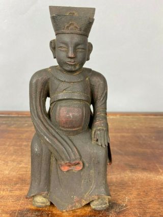 17th/18th Chinese A Massive Wood Figure Of A Daoist Dignitary