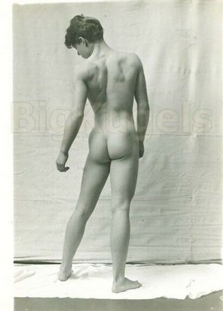 1920s Early Male Nude Light & Muscle Fine Art Academic Study Pose