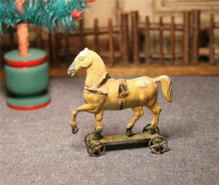 Vintage Small Tin Horse Pull Toy Penny Toy