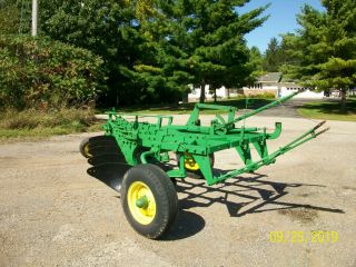 John Deere 5 Bottom Antique Tractor Plow On Land Hitch Coulters Complete 2