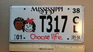 License Plate,  Mississippi,  Choose Life,  Cartoon Kids,  T 317 Cl