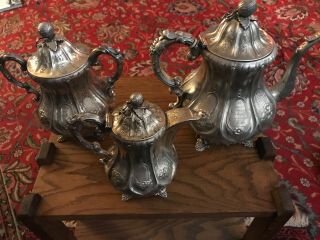 Museum Quality Us Sterling Silver Tea Set Chased R A Yongue 1856 South Carolina