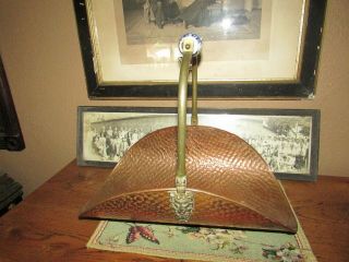 Vintage Brass & Copper Lion Head Fireplace Log Fire Wood Kindling Holder Carrier