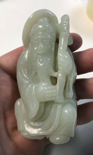 Very Fine Antique Chinese White Jade Figure Well Carved