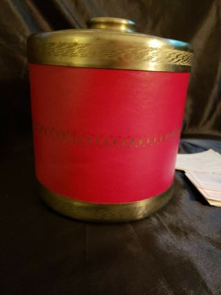 Vintage Pipe Tobacco Humidor Leather Wrapped Canister With Accessories