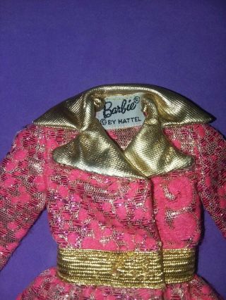 Vintage Barbie SPECIAL SPARKLE 1468 MOD 1970 Gold Pink Brocade Coat Exc 2