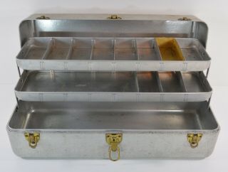 Vintage My Buddy Tackle Box Two Trays Aluminum 19 " L X 7 " H X 7 " W 1940s 1950s