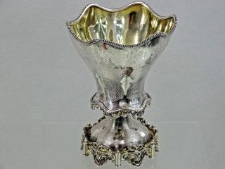 Magnificent Antique Ottoman Silver Spoon Holder Turkish Sultan Tughra Sakizlik