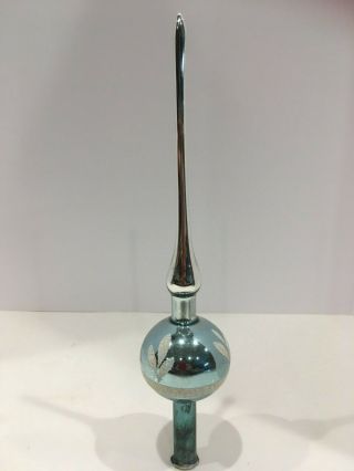 Vintage Mercury Glass Mica Tree Topper West Germany Silver & Blue