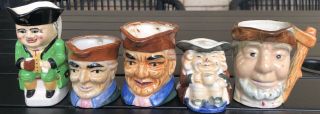 Vintage Set (5) Ceramic Toby Face Mug Cup Japan