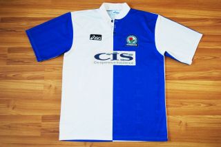 Blackburn Rovers Fc 1996 - 1997 - 1998 Asics Home Shirt Size L Large Adults Vintage