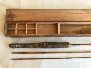 Vintage Bamboo 3 Piece 8 Foot Fly Rod With Case.  Made 1945 - 1950.