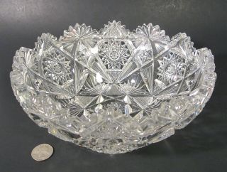 Libbey Signed American Brilliant Antique Cut Glass Waverly 9 " Crystal Bowl Abp