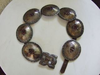 Antique First Phase Navajo Silver Concho Belt – 7 Huge Conchos And Buckle