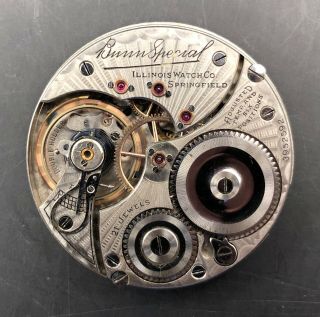 1921 Illinois 16s 21j Double Sunk Pocket Watch Movement Bunn Special/9 3952592
