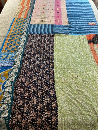Vintage Handmade Double Sided Feed Sack & Prints Quilt 46 " X 81 "