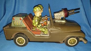 Old Vintage Battery Operated Us Army Jeep Toy From Japan 1950