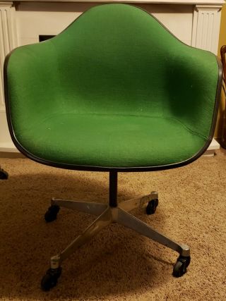 Vintage Eames Herman Miller Swivel Arm Chair Mid Century Modern Mcm Apple Green