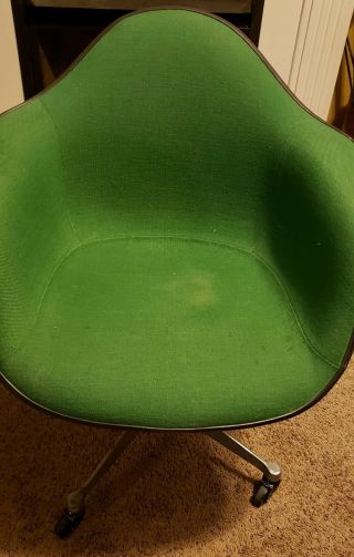 Vintage Eames Herman Miller Swivel Arm Chair Mid Century Modern MCM Apple Green 2