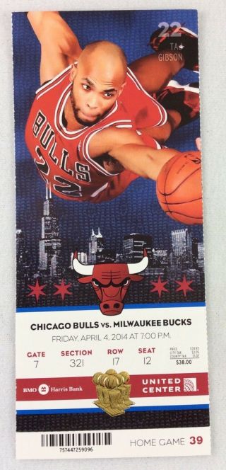 Nba 2014 04/04 Milwaukee Bucks At Chicago Bulls Ticket