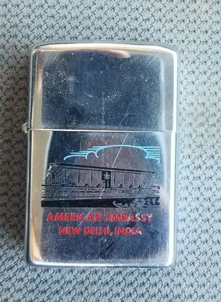 Vintage Zippo Lighter The American Embassy Delhi India