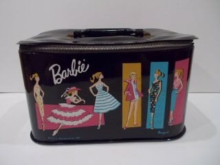 Vintage 1961 Ponytail Black Vinyl Barbie Doll Vanity/train Case