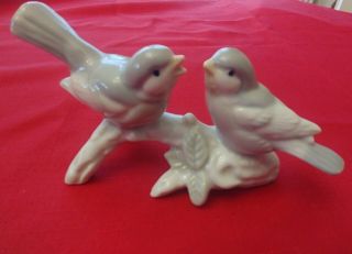 Vintage Otagari Japan Porcelain Two Birds On Branch Figurine