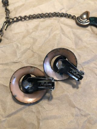 Vintage MATISSE Copper Enamel Necklace w/Earrings 3