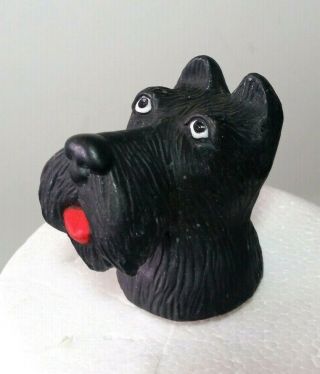 Scottie Dog Head Dept 56 Bottle Stopper Cork Black Scotty Ceramic Vintage