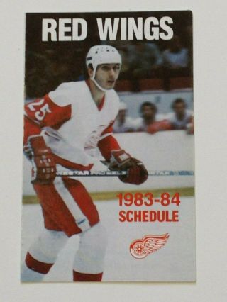 1983 - 84 Detroit Red Wings Hockey Pocket Schedule Vintage Nhl