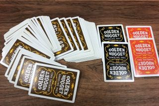 Vintage Golden Nugget Las Vegas Casino Playing Cards Brown Deck Black Box Plus 2