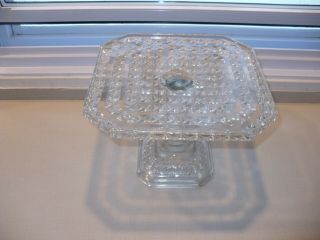 Vintage Tiffin Franciscan Williamsburg Square Glass Cake Plate Stand Pedestal