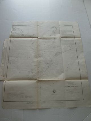 (1) 1855 U.  S.  Coast Survey Chart: " Galveston Bay,  Texas "