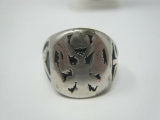 Vintage Wwi Wwii Era Us Military Sterling Silver Ring Size 9,