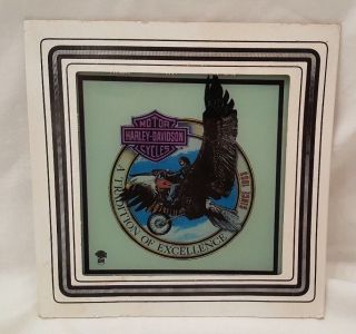 Vintage Harley Davidson Carnival Glass Tradition Of Excellence 6x6 Custom Images