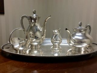 German 835 Silver Tea Set By Gebrüder Deyhle // 888 - 03937 Estate