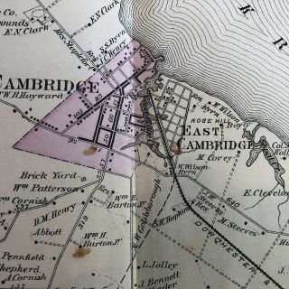 Rare 1873 Dorchester County Maryland Color Street Map Cambridge & Federalsburg