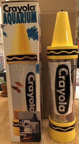 Vintage 1990 Yellow Crayola Crayon Acrylic Aquarium Fish Tank 90s