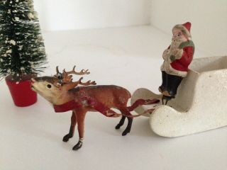 Antique German Miniature Reindeer And Sleigh