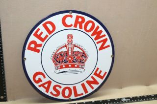 Rare Vintage Standard Red Crown Gasoline Porcelain Metal Sign Gas Oil Farm