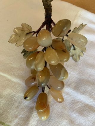 Antique CHINESE Hand Carved Stone FRUIT Jade,  Rose Quartz,  Agate,  Grapes & Pear 2