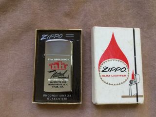 Vintage 1964 2 Dots Zippo Slim Lighter With Box,  Never Fired,  Nos
